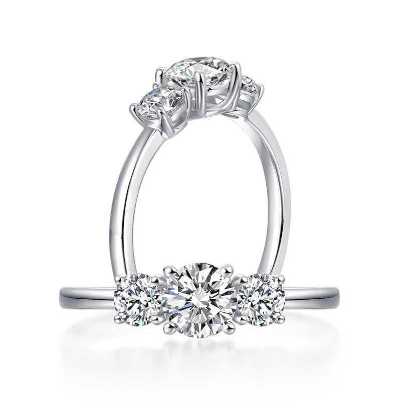 Three-Stone 0.5 Carat Lab Grown Diamond Ring 14K White Gold LGR002-0