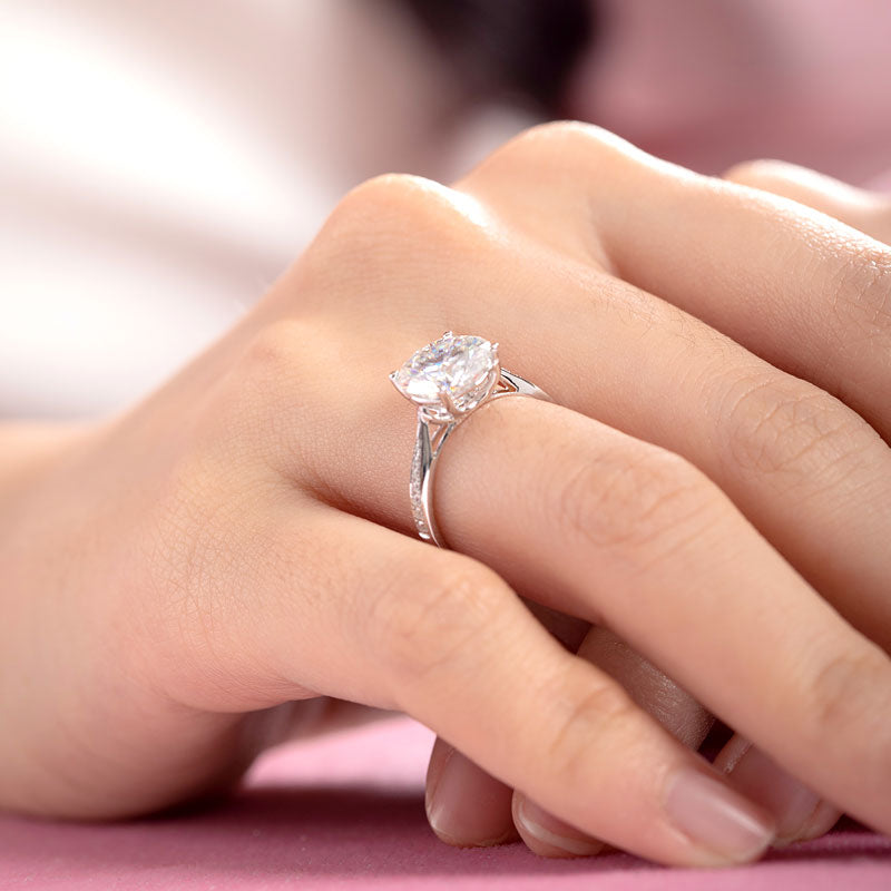 3 Carat Moissanite Diamond (9 mm) Luxury Ring Engagement 925 Sterling Silver MFR8348-1