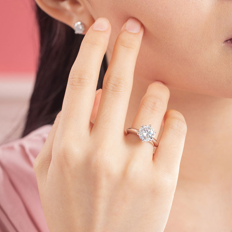 3 Carat Moissanite Diamond (9 mm) Luxury Ring 6 Claws Engagement 925 Sterling Silver MFR8350-1