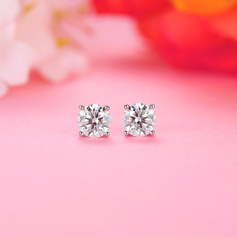 0.5 Carat Lab Grown Diamond Earrings (Total 1 Carat) 14K White Gold LGE001_2-1