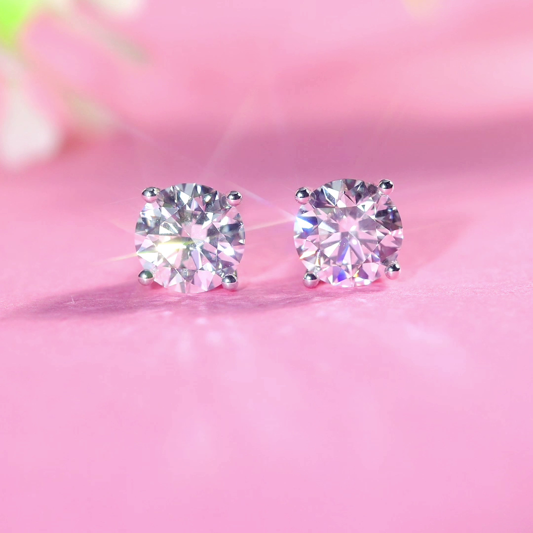 0.5 Carat Lab Grown Diamond Earrings (Total 1 Carat) 14K White Gold LGE001_2-4