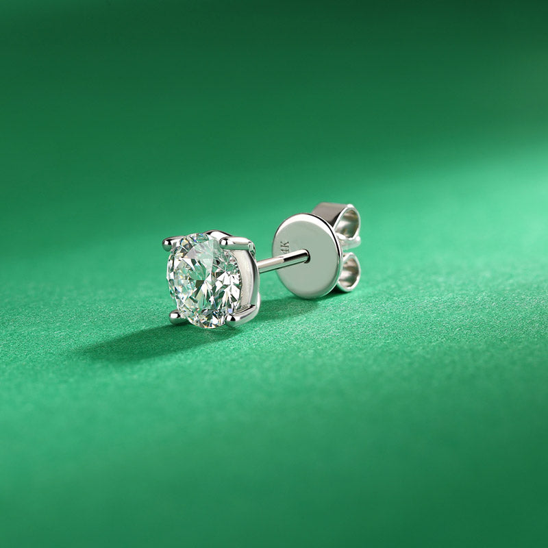 1 Carat Lab Grown Diamond Earrings (1 Piece) Unisex 14K White Gold LGE002_1-4