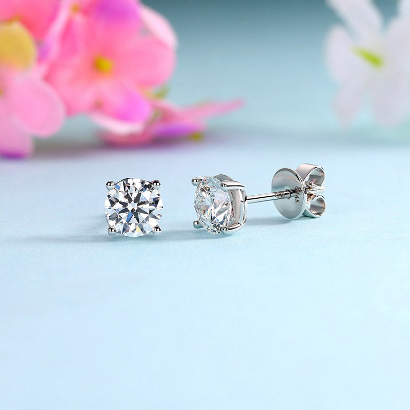 1 Carat Lab Grown Diamond Earrings (Total 2 Carats) 14K White Gold LGE002_2-2