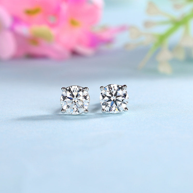 1 Carat Lab Grown Diamond Earrings (Total 2 Carats) 14K White Gold LGE002_2-4