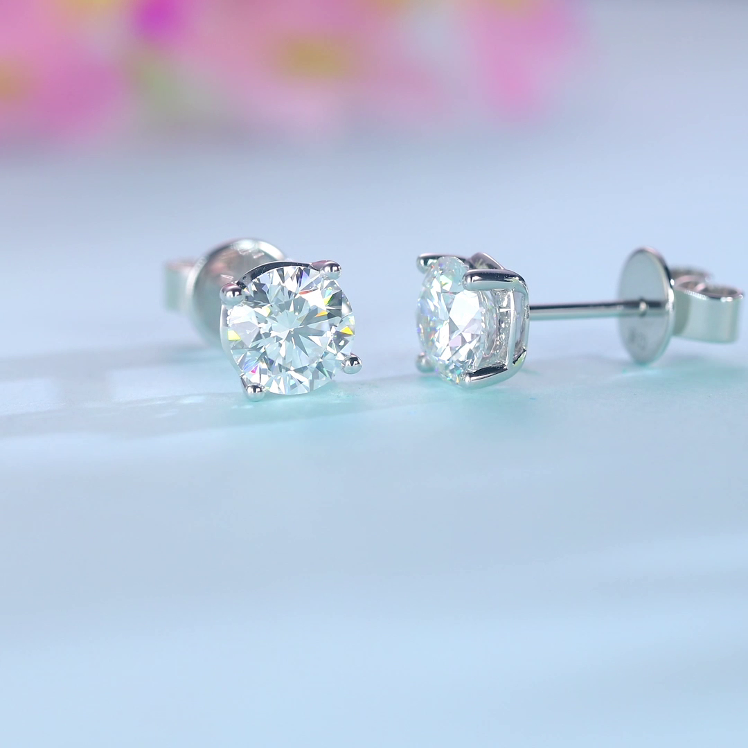 1 Carat Lab Grown Diamond Earrings (Total 2 Carats) 14K White Gold LGE002_2-3
