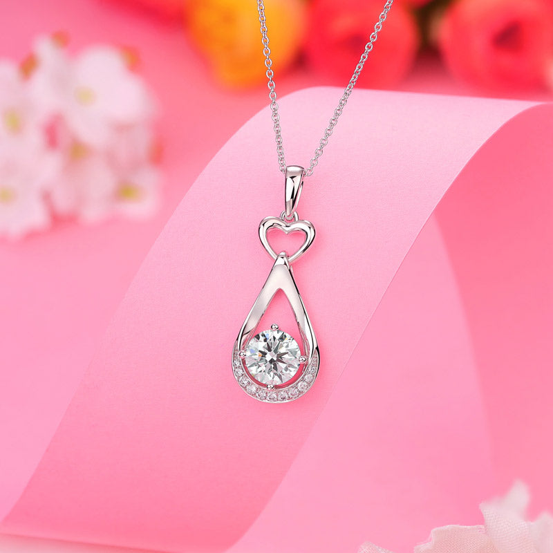 1 Carat Lab Grown Diamond Pendant Necklace 14K White Gold LGN001-1