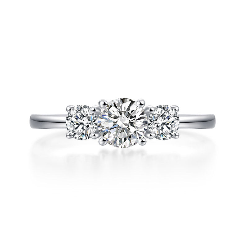 Three-Stone 0.5 Carat Lab Grown Diamond Ring 14K White Gold LGR002-4