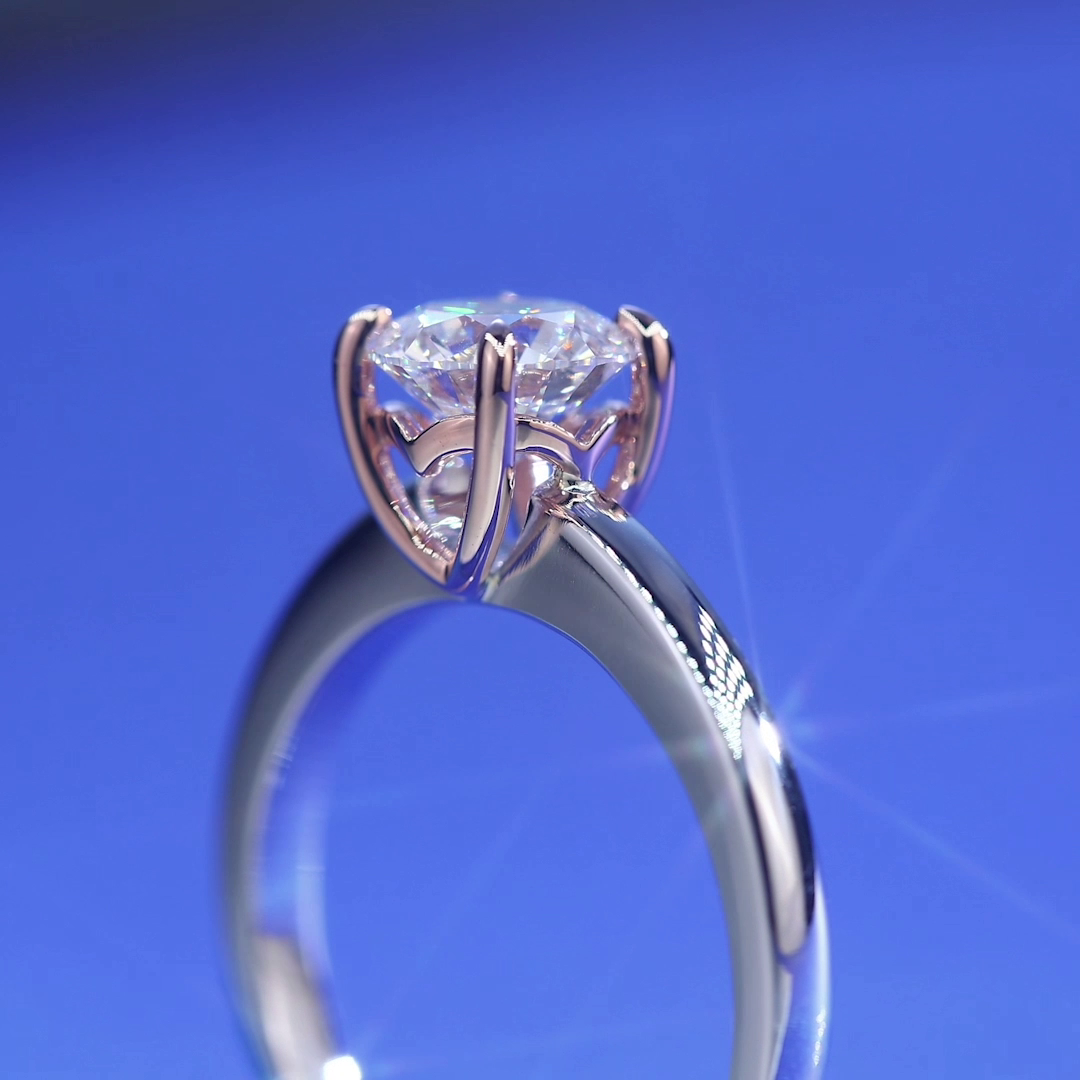 1 Carat Lab Grown Diamond Ring 14K White Gold Rose Gold LGR003-1