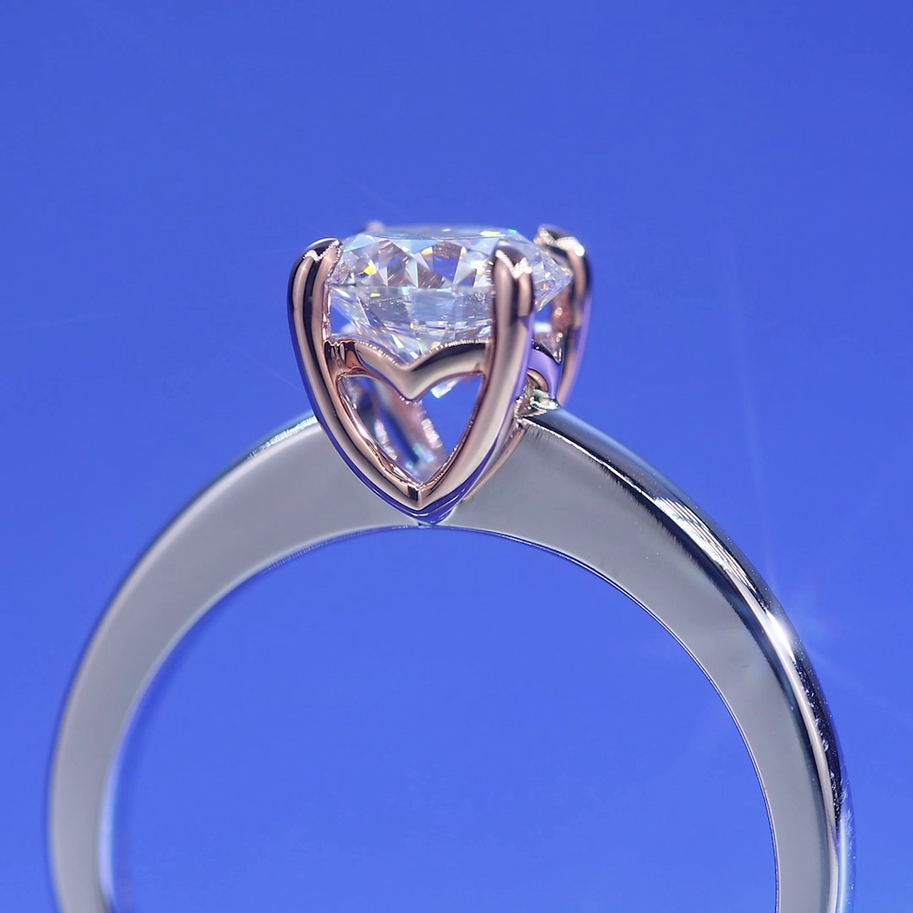 1 Carat Lab Grown Diamond Ring 14K White Gold Rose Gold LGR003-3