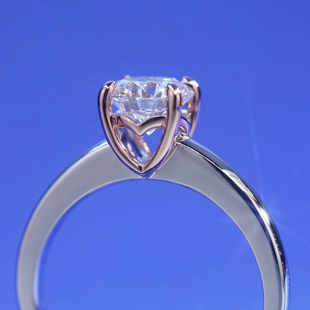 1 Carat Lab Grown Diamond Ring 14K White Gold Rose Gold LGR003-3