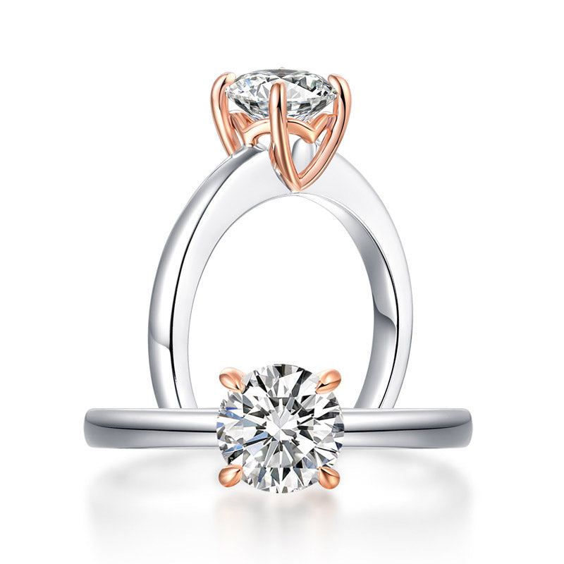 1 Carat Lab Grown Diamond Ring 14K White Gold Rose Gold LGR003-0