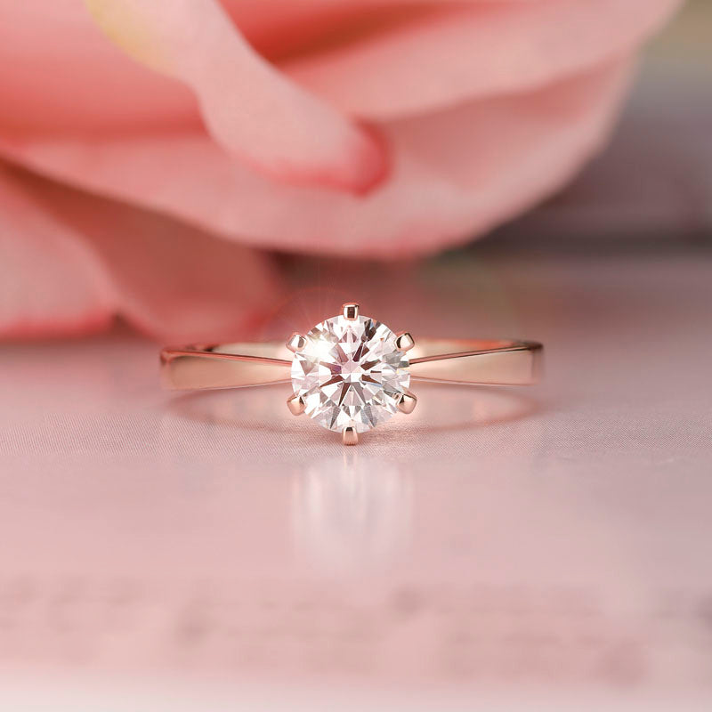 0.8 Carat Lab Grown Diamond Ring 6 Claws 14K Rose Gold LGR006-4