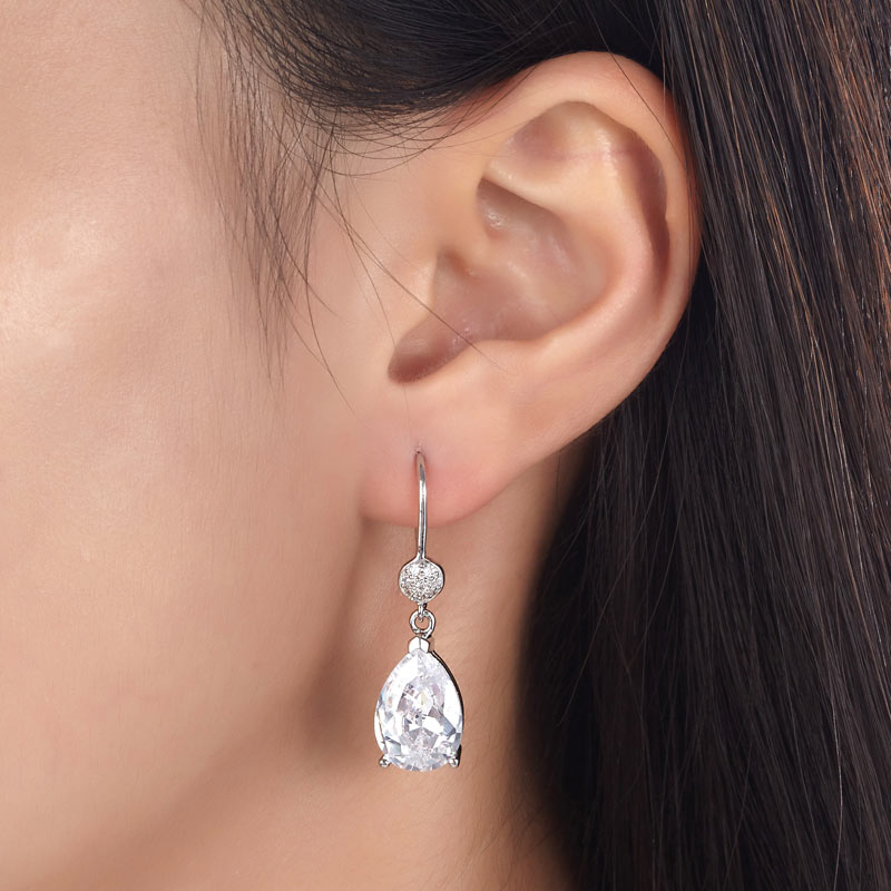 4 Carat Pear Cut Created Diamond 925 Sterling Silver Dangle Earrings XFE8012-1