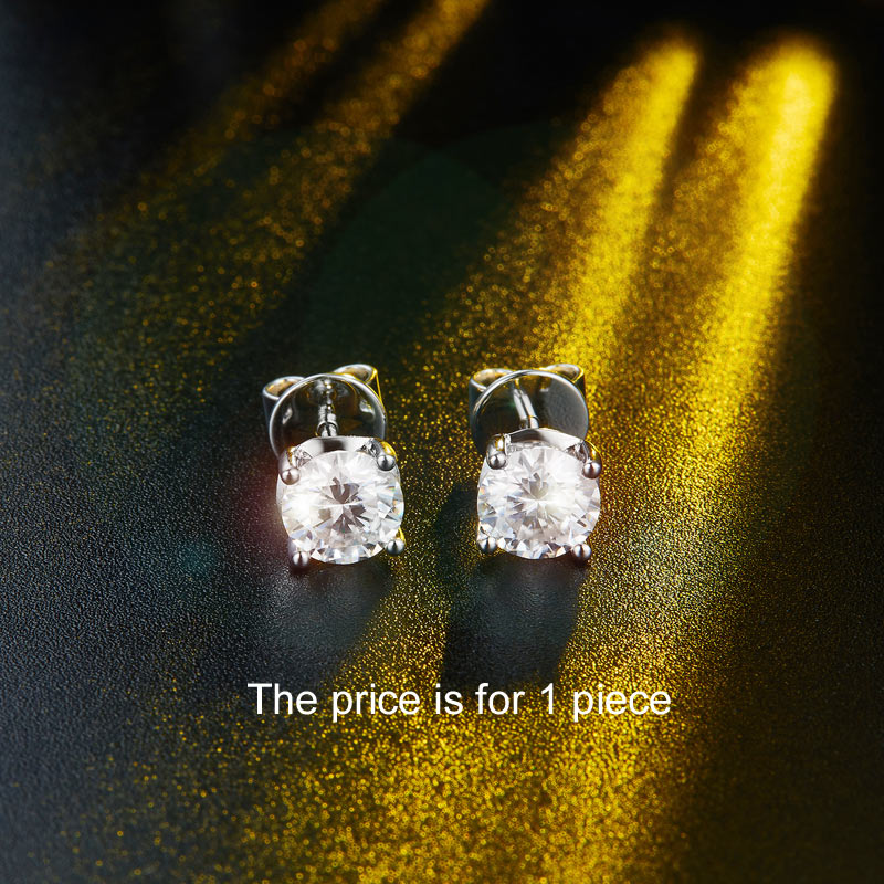 1 Carat Moissanite Diamond Men's Earrings (1 Piece) 925 Sterling Silver MFE8186-2