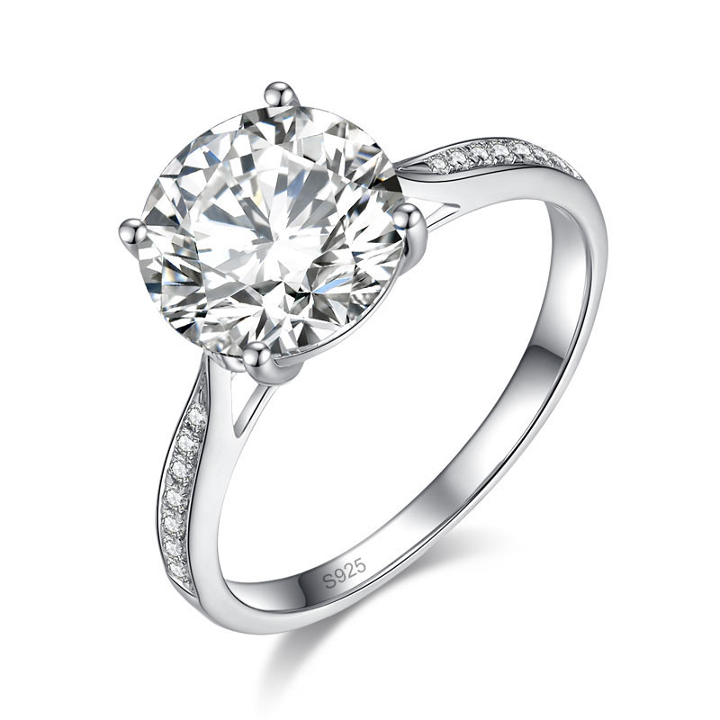 3 Carat Moissanite Diamond (9 mm) Luxury Ring Engagement 925 Sterling Silver MFR8348-4