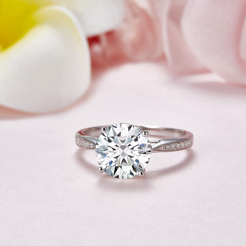 3 Carat Moissanite Diamond (9 mm) Luxury Ring Engagement 925 Sterling Silver MFR8348-2
