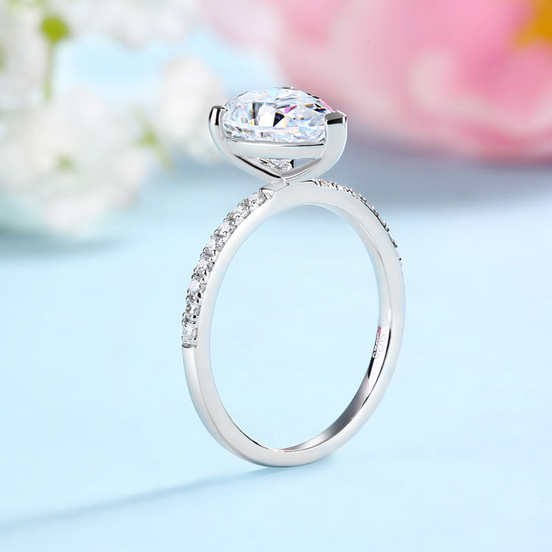 2 Carat Pear Cut Moissanite Diamond  Ring Set (1 pcs / 2 pcs) 925 Sterling Silver MFR8367-2